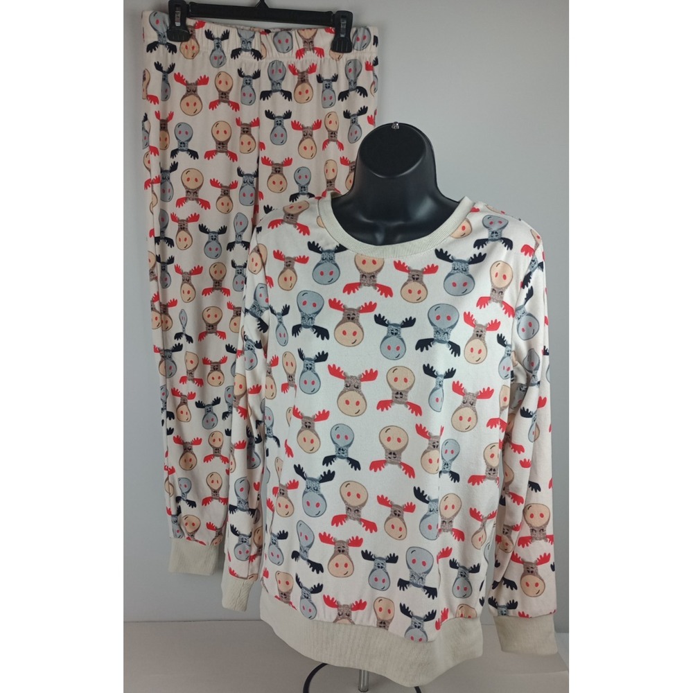 Holiday Time Men's S‎ Moose Print Long Sleeve Shirt and Pant Pajama Set